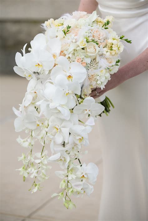 Cascading White Orchid Bridal Bouquet