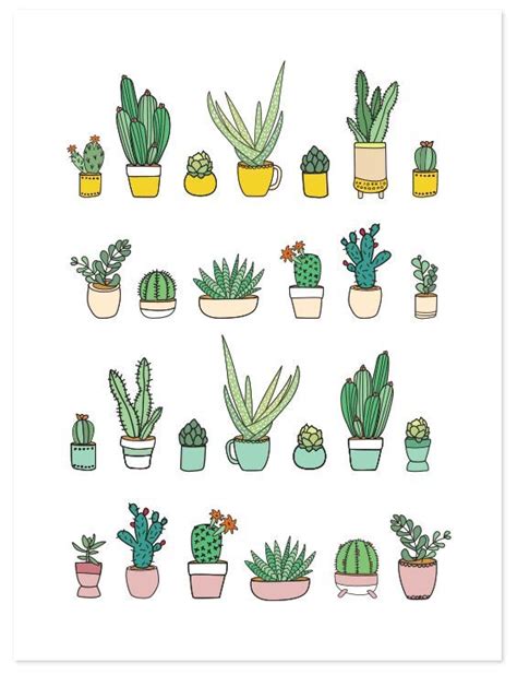 Succulents Print | Succulents drawing, Succulents prints, Cactus doodle