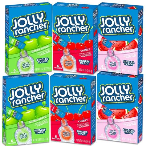 Jolly Rancher Singles to Go Variety Pack, 2 Watermelon, 2 Green Apple ...