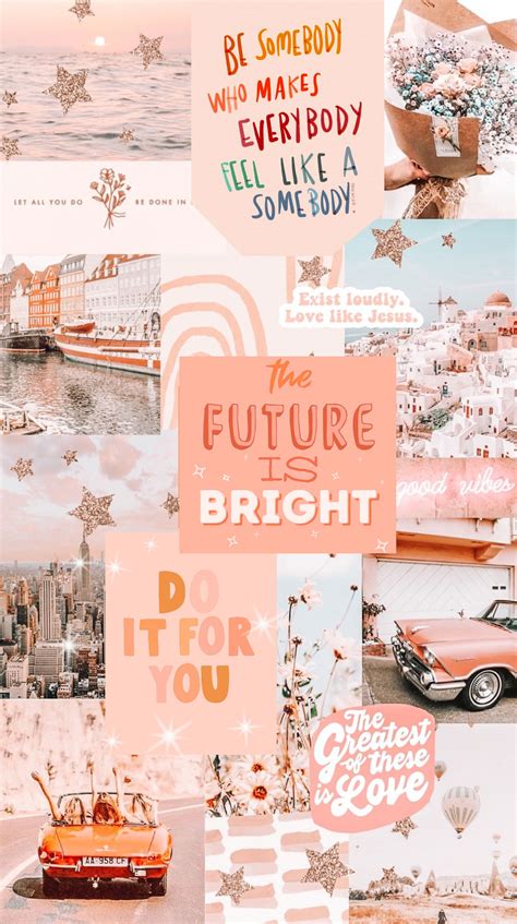 Wallpaper Collage Ideas : Peach & Glitter Star Collage Aesthetic - Idea ...