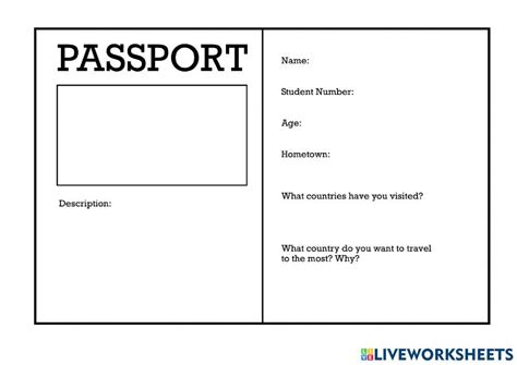 Passport Template | Worksheet for Kids