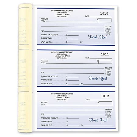 Custom Business Forms 3 Part Receipt Books - Office Depot