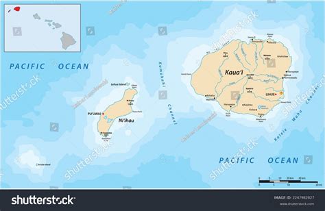 Map Kauai County Niihau Kauai Hawaii Stock Vector (Royalty Free ...