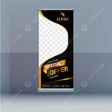 Creative Luxury Black Gold Roll Up Signage Stand Banner Template Design ...