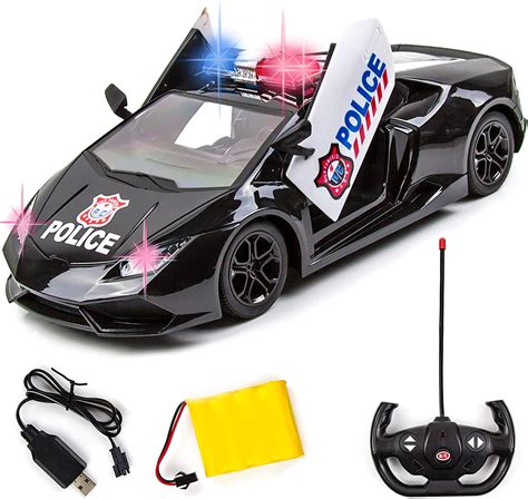 Remote Control Police Car Toy with LED Lights and Police Siren Sounds ...