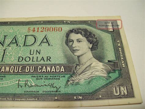 1954 Canada One $1. 00 Bill. Canadian 1954 Dollar Bill. Estate.