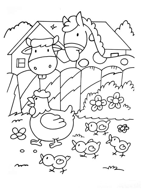 In the farm - Animals Coloring Pages for adults