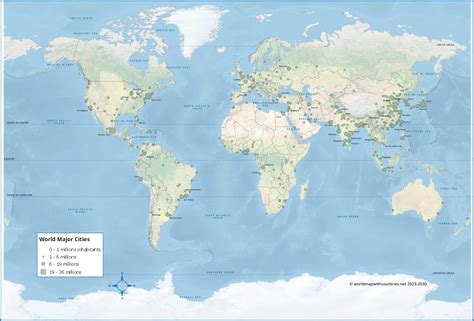 World Map Showing Cities