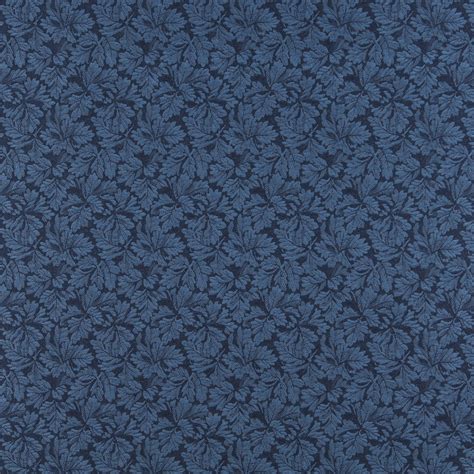 Navy Dark Blue Foliage Damask Upholstery Fabric