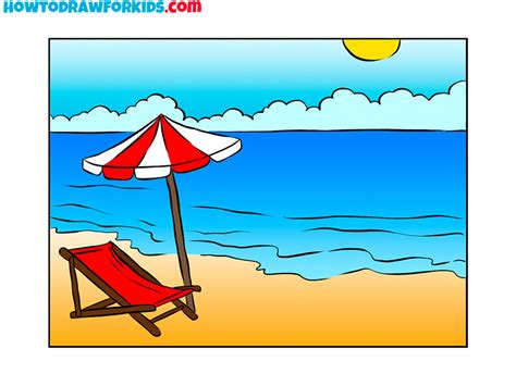 How To Draw A Beach Really Easy Drawing Tutorial