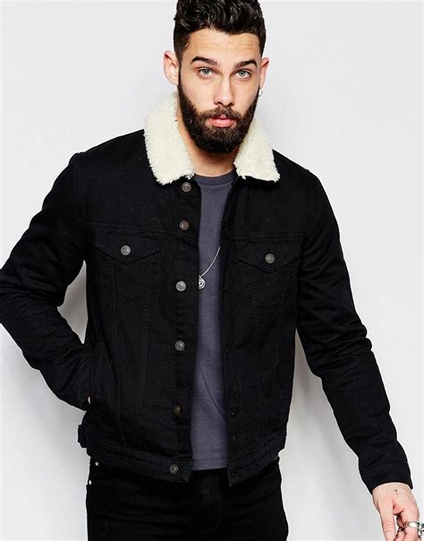 Denim jacket with fur, Denim jacket men style, Borg collar denim jacket