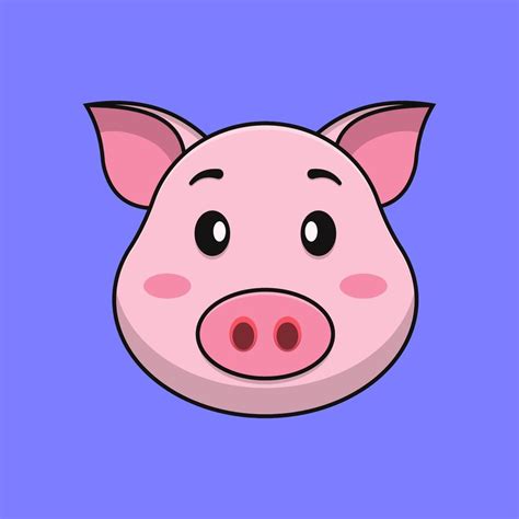 Cute pig face cartoon vector icon illustration. Flat cartoon style. Pig ...