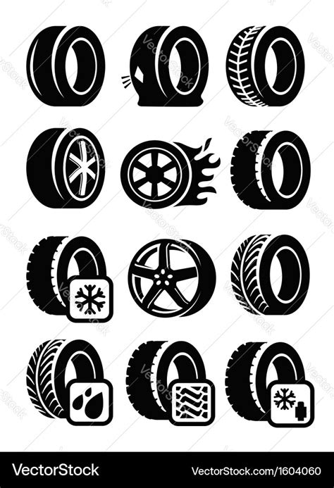 Tyre icons Royalty Free Vector Image - VectorStock