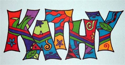 Kathy name art | Name art projects, Name design art, Kids art projects