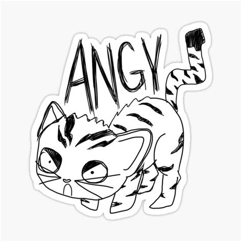 "Angry Angy Kitty Funny Doodle Meme " Sticker for Sale by JaxSabertooth ...