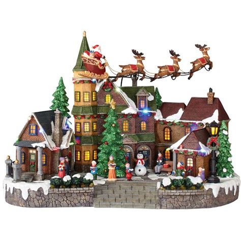 Home Accents Holiday 12.5 in. Animated Musical LED Village with Santa ...