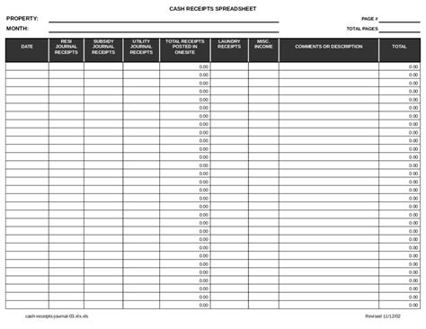 2022 Cash Receipts Journal Template - Fillable, Printable PDF & Forms ...