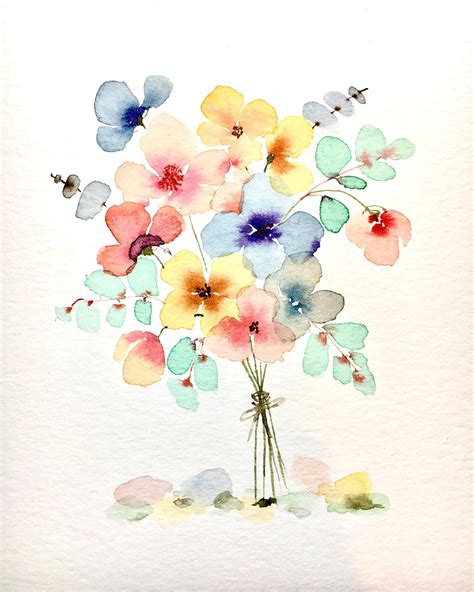 Colorful flowers, Loose watercolor. I have a lot of fun painting this ...