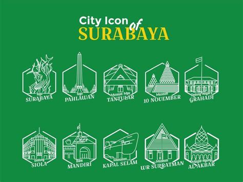 City Icons of Surabaya 681784 Vector Art at Vecteezy