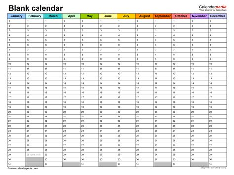 One Month Calendar Template For Your Needs