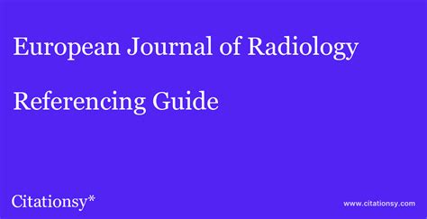 European Journal of Radiology Referencing Guide · European Journal of ...