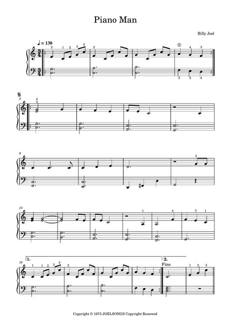 Billy Joel - Piano Man Sheet by EasyPianoTutorials