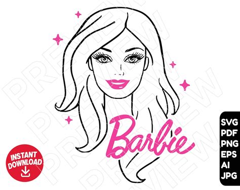 Barbie Head Svg