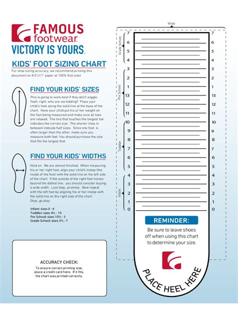 Women's Printable Shoe Size Chart