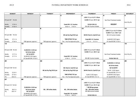 Printable Monthly Work Schedule Template