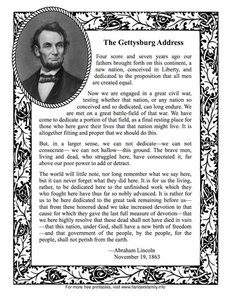 Lincoln's Gettysburg Address | another free printable from www ...