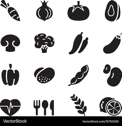 Silhouette vegetable icons Royalty Free Vector Image