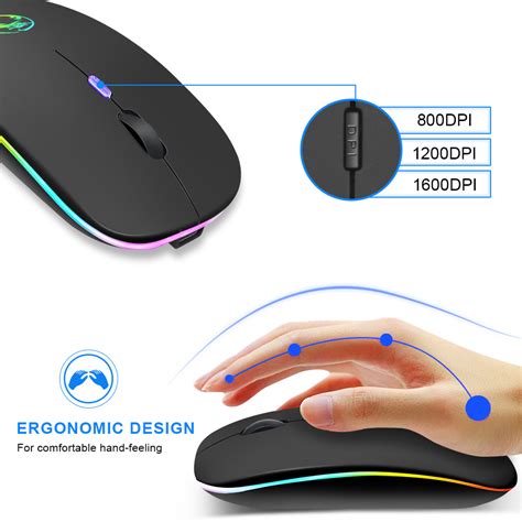 Wireless Mouse Bluetooth RGB Rechargeable Mouse Wireless Computer ...