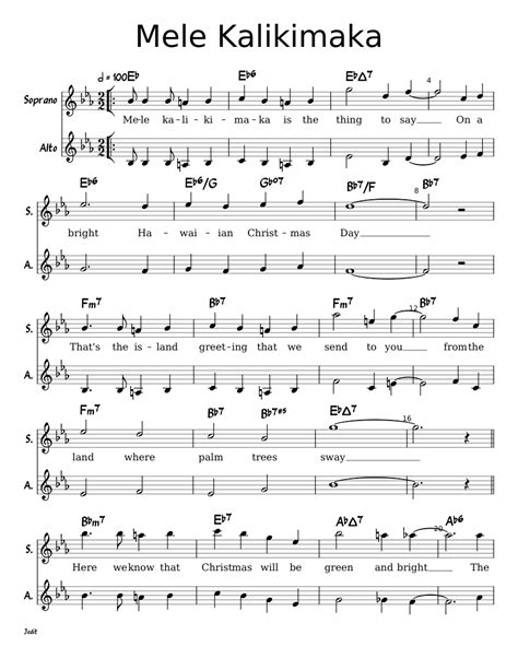 Mele Kalikimaka, a capella harmony sheet music for Piano download free ...