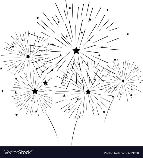 Silhouette of fireworks Royalty Free Vector Image