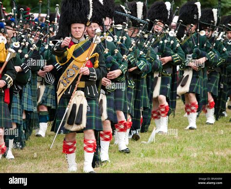 Scottish Pipe Band at the Drumtochty Highland Games, 2010 Stock Photo ...