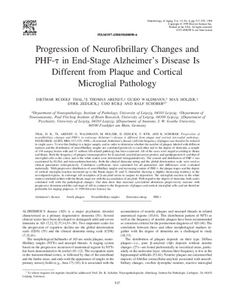 (PDF) Progression of neurofibrillary changes and PHF-τ in end-stage ...