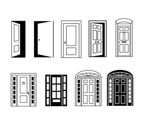 Premium Vector | Different doors icons collection open and closed ...