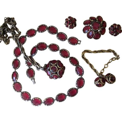 Trifari Renaissance Cranberry Vintage Grand Parure liked on Polyvore ...