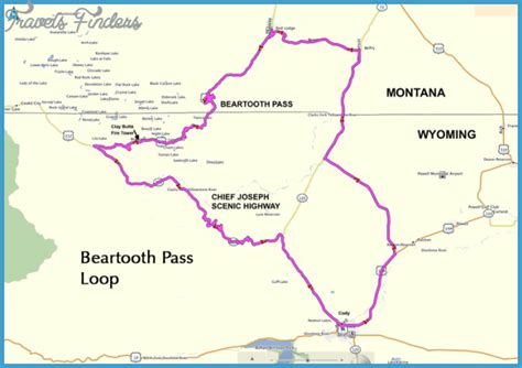 Beartooth Highway Map - TravelsFinders.Com