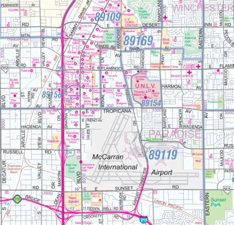 Greater Las Vegas + Henderson NV Detailed Region Wall Map with Zip ...