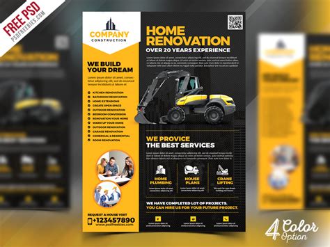 Construction Company Flyer Free PSD Bundle | PSDFreebies.com