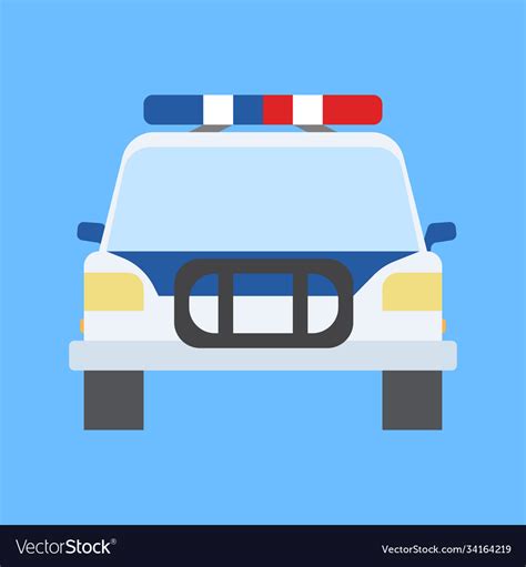 Police car in flat style front view isolated Vector Image