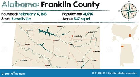 Alabama: Franklin County Map Stock Vector - Illustration of infographic ...