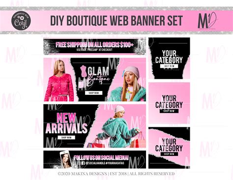 DIY WEB BANNER Boutique Silver Fashion Web Banners Instant - Etsy