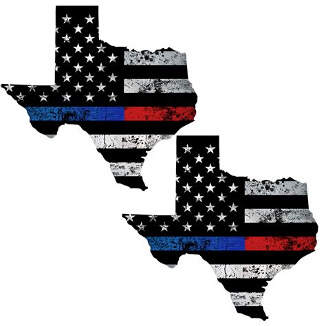 Texas Thin BLUE RED Line Grunge Flag Decal – AZ House of Stickers