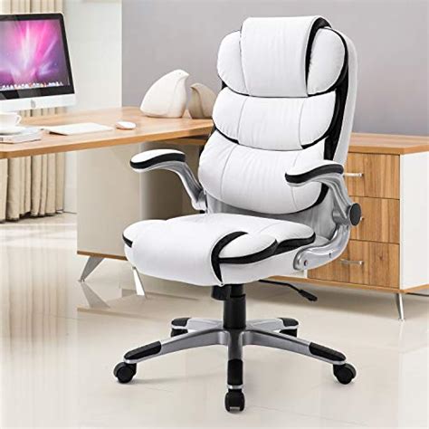 YAMASORO Ergonomic Executive Office Chair White,High Back Leather ...