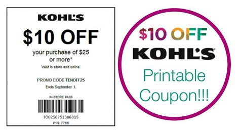 $10/$25 Kohls Printable In Store Coupon!