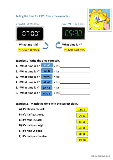 Time telling-Easy- KIDS pictur…: English ESL worksheets pdf & doc