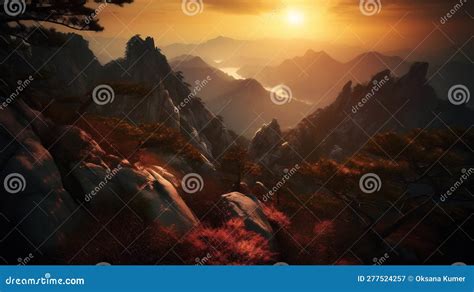 Early Morning Sunrise in the Huangshan Mountains. Magnificent Landscape ...