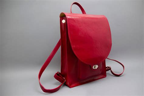 Leather backpack,Backpack bag, Red leather backpack, leather back pack